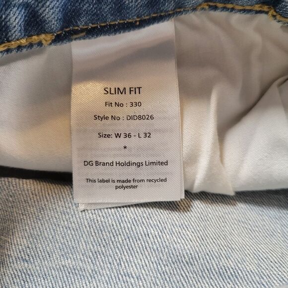 D-ID Mens Slim Fit Pattern 330 Jeans 36x32 - Picture 8 of 10